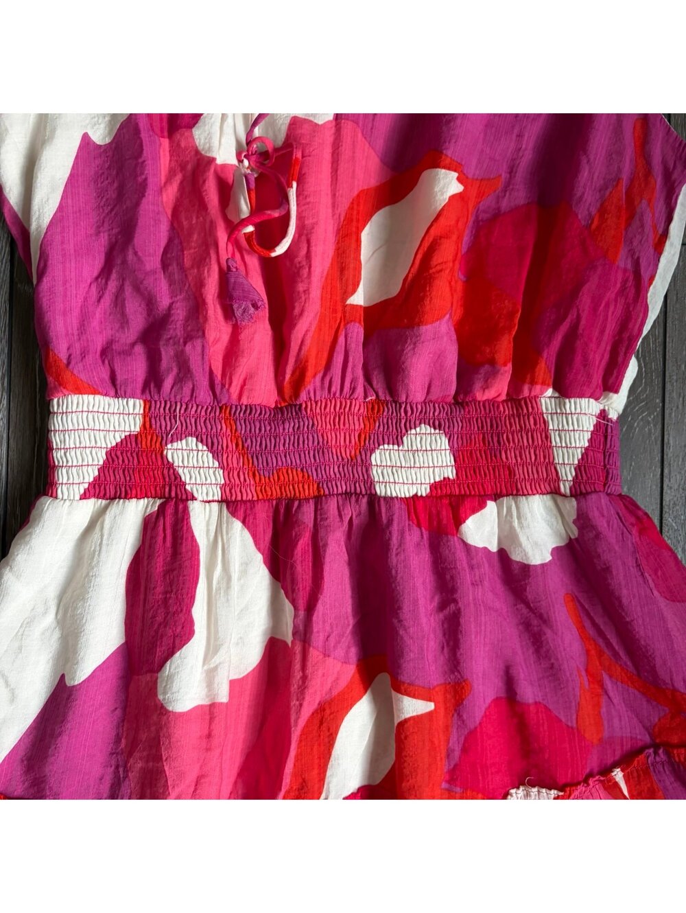 MSK Pink Abstract Tiered Maxi Dress M - Picture 4 of 6